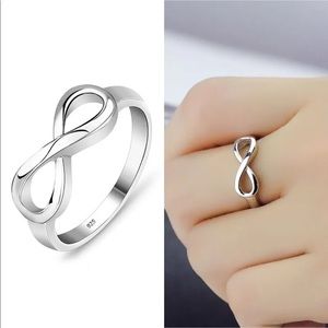 925 Silver Plated Infinity Endless Love Ring SIZES 9 or 10 NEW